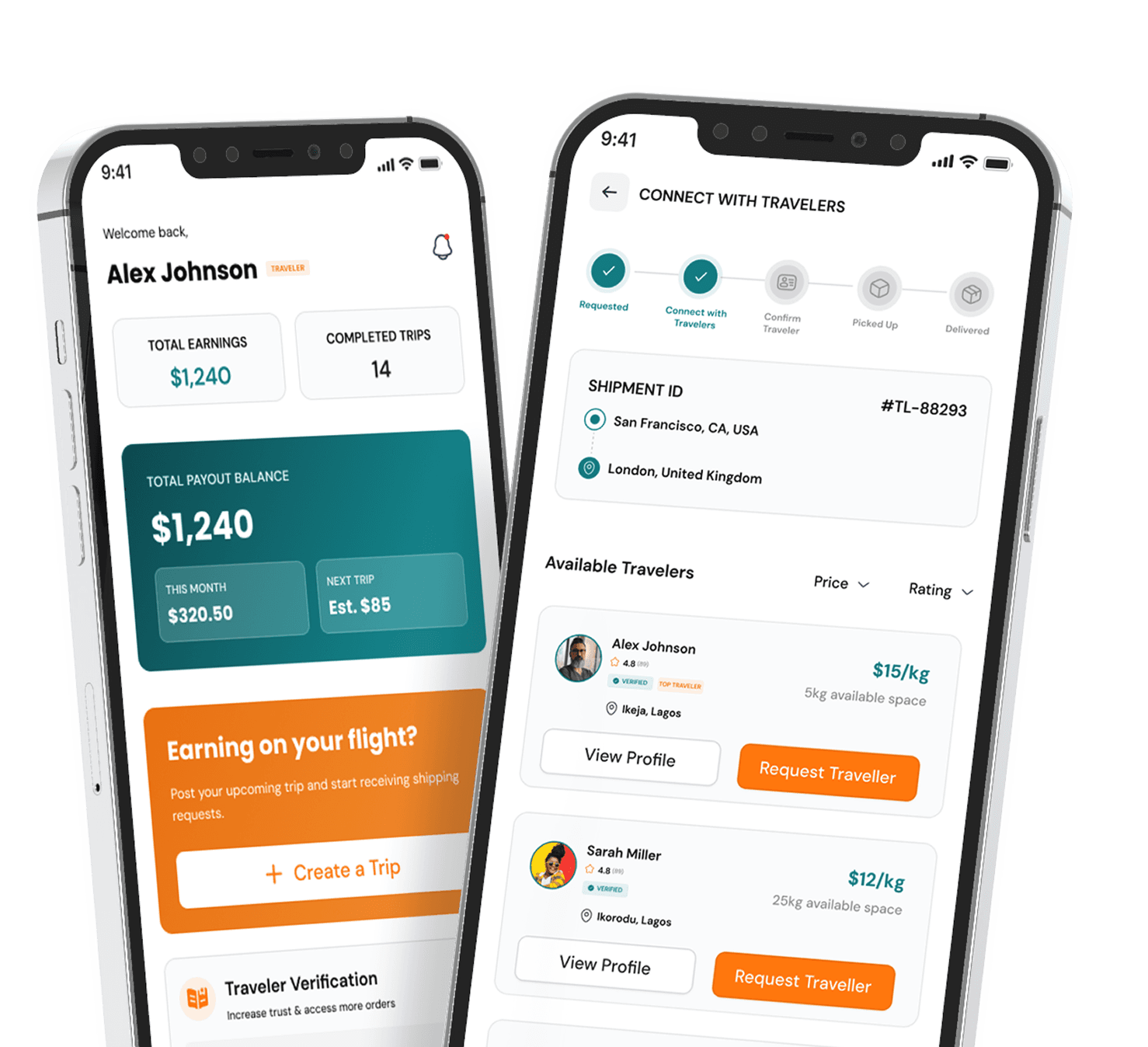 Travelynks app on smartphone